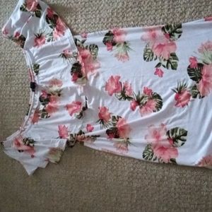 Off the shoulder cotton floral short dress